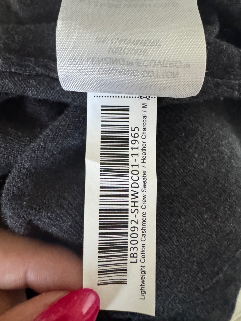 Quince Lightweight Cotton Cashmere Crew Sweater - Charcoal (Medium) - Picture 4 of 4
